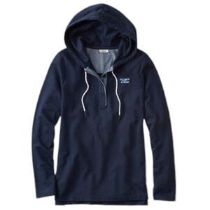 L.L. BEAN Soft Cotton Rugby Hoodie Pullover in Navy Blue WOMEN'S